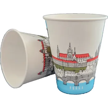 Jednorázové nádobí AG FOODS Kelímek automatový papírový 150 ml cities vending sada 75 ks