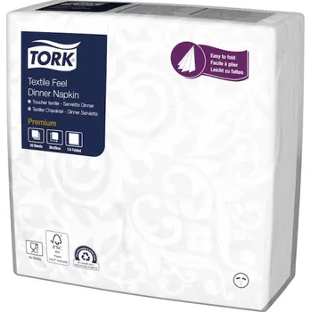 Papírový ubrousek Tork Textile Feel Elegance bílý ubrousek-večeře, 1 vrstva, 10 bal. x 50 ks = 500 ks, 509413