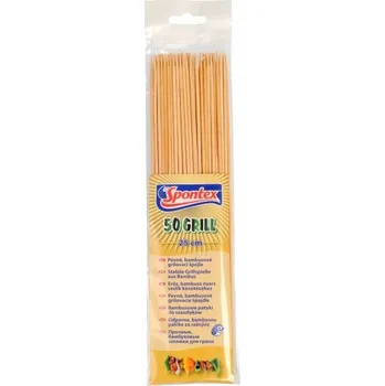 Jednorázové nádobí špejle 25cm, 50ks, GRILL, SPONTEX, pevné, bambus