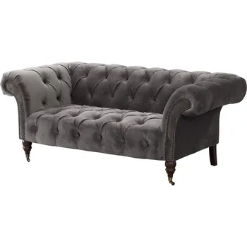 Pohovka Pohovka Chesterfield Glamour Velvet Dark Grey 2-místná, 187 x 94 x 75 cm