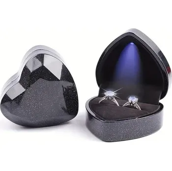 Dárková krabička LED podsvícené krabičky ve tvaru srdce - Černá