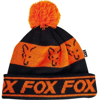 Rybářské oblečení ČEPICE FOX BLACK ORANGE LINED BOBBLE