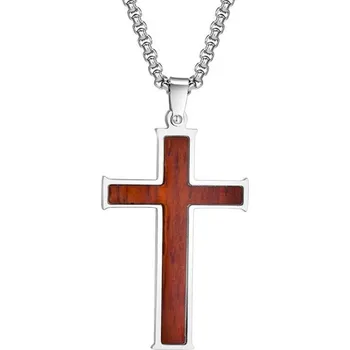 Přívěsek Přívěskynakrk.cz Náhrdelník kříž DŘEVO&OCEL