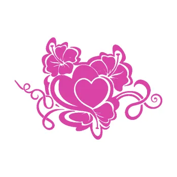 Samolepící dekorace SAMOLEPKA Květina dekor 048 levá ibišek a srdce (16 - růžová) NA AUTO, NÁLEPKA, FÓLIE, POLEP, TUNING, VLASTNÍ TEXT, TISK, AUTOSAMOLEPKY.cz, POLEPY, OBRÁZEK, LOGO, SAMOLEPKY