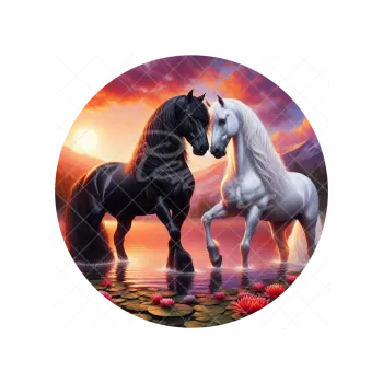 Jedlá dekorace na dort KOŇSKÝ ZÁPAD SLUNCE, VARIANTA Jedlý papír, TVAR kruh 1824