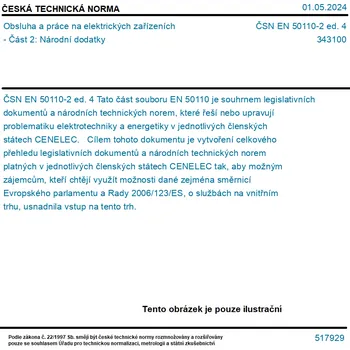 ČSN EN 50110-2 ed. 4 - Obsluha a práce na elektrických zařízeních - Část 2: Národní dodatky - Tisk