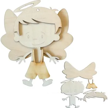 Vánoční dekorace Dřevotéka - Dřevěný anděl chlapec 17x15 cm Dřevěný anděl chlapec 17x15 cm