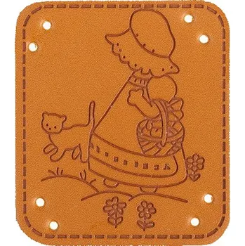 Nášivka Bellatex Nášivka Hand Made holčička sada 4ks 40x35 mm hnědá