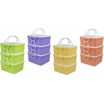 Jídlonosič Plastový jídlonosič 3x1,4 l, 18 x 17 x 23 cm, mix barev