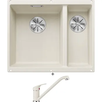 Granitový dřez Dřez pod desku SET Blanco SUBLINE 340/160 U bílá soft 527162 + Blanco DARAS bílá soft 526935