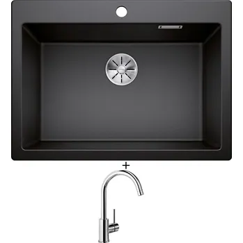 Granitový dřez Granitový dřez SET Blanco PLEON 8 antracit 523043 + Blanco MIDA chrom 517742