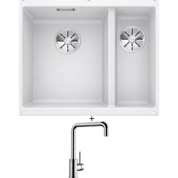 Granitový dřez Dřez pod desku SET Blanco SUBLINE 340/160 U bílá 523552 + Blanco MILI chrom 519413