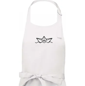 Kuchyňská zástěra Papírová loďka na vodě - Dámská zástěra na vaření - Univerzální velikost ( Bílá )