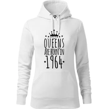 Dámská mikina Queens are born in 1964 - Mikina dámská Cape s kapucí - S ( Bílá )