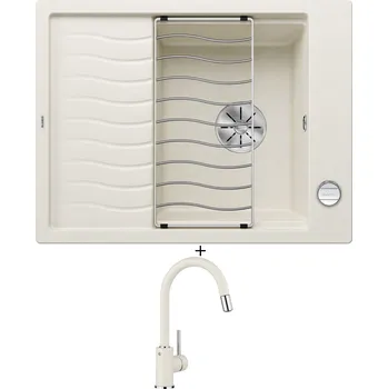 Granitový dřez Granitový dřez SET Blanco ELON 45 S bílá soft + excentrické ovládání + Blanco MIDA-S bílá soft 526968