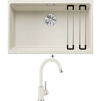 Granitový dřez Dřez pod desku SET Blanco ETAGON 700-U bílá soft 527078 + Blanco MIDA bílá soft 526966