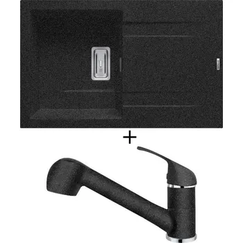 Granitový dřez Granitový dřez SET Pyramis KARTESIO (79x50) 1B 1D černá + Pyramis FIDO černá