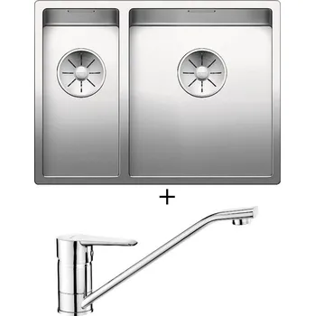 Nerezový dřez Dřez pod desku SET Blanco CLARON 340/180-U nerez hedvábný lesk 521610 + Deante CORIO BFC 060M chrom