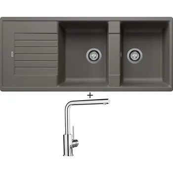 Granitový dřez Granitový dřez SET Blanco ZIA 8 S šedá vulkán s excentrem + Blanco MILA chrom 519414