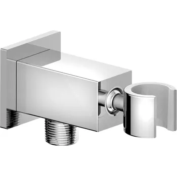 Tyč na sprchový závěs Sapho držák sprchy hranatý otočný s vyústěním chrom SG363