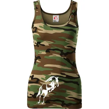 Kůň na zadních - Dámské Maskáčové tílko - L ( Hnědý maskáč )