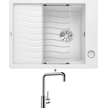 Granitový dřez Granitový dřez SET Blanco ELON 45 S bílá + excentrické ovládání + Blanco MILI chrom 519413