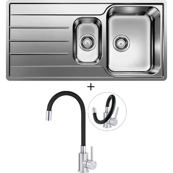 Nerezový dřez Nerezový dřez SET Blanco LEMIS 6 S-IF nerez kartáčovaný 523032 + Deante NEO LUNO BOC B720 nerez
