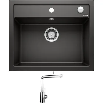 Kuchyňský dřez Granitový dřez SET Blanco DALAGO 6 černá s excentrem 525873 + Blanco MILA chrom 519414