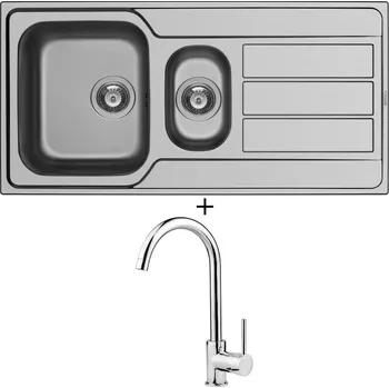 Nerezový dřez Nerezový dřez SET Pyramis ATHENA EXTRA (100x50) 1 1/2B 1D nerez + Deante ASTER 062 M chrom