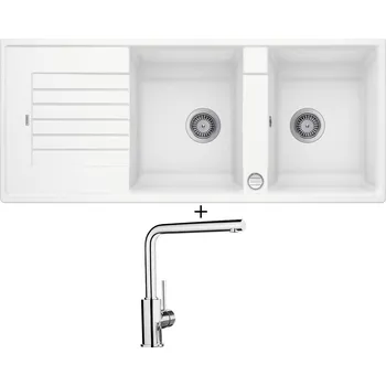 Granitový dřez Granitový dřez SET Blanco ZIA 8 S bílá s excentrem + Blanco MILA chrom 519414