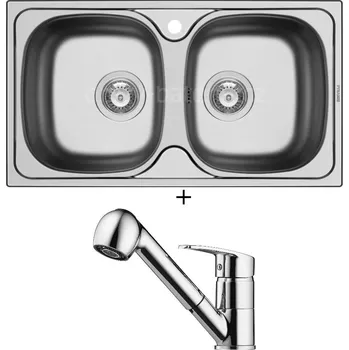 Nerezový dřez Nerezový dřez SET Pyramis E 78 3 1/2 nerez s otvorem + Pyramis FIDO chrom