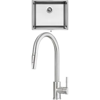 Nerezový dřez Nerezový dřez SET Sinks BLOCK 540 V 1mm kartáčovaný + Deante LIMA F72 M nerez