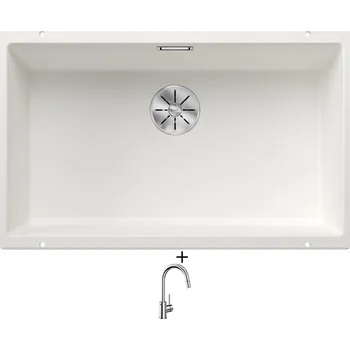 Granitový dřez Dřez pod desku SET Blanco SUBLINE 700 U bílá 523446 + Blanco MIDA-S chrom 521454