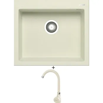 Granitový dřez Granitový dřez SET Pyramis ISTROS (57x50) 1B vanilka + Pyramis BELLO vanilka