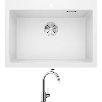 Granitový dřez Granitový dřez SET Blanco PLEON 8 bílá 523047 + Blanco MIDA chrom 517742