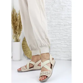 Dámské sandále Bellamila Béžové sandály na nízkém klínku 2309-3BE Velikost: 37
