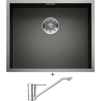 Nerezový dřez Dřez pod desku SET Blanco ZEROX 500-U nerez Dark Steel 526243 + Deante CORIO BFC 060M chrom