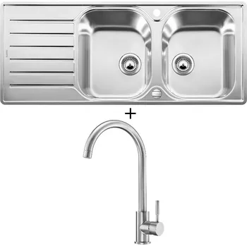 Nerezový dřez SET Blanco LANTOS 8 S-IF Compact nerez kartáčovaný s excentrem 519713 + Deante LIMA BBM F62M nerez
