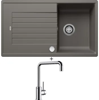 Kuchyňský dřez Granitový dřez SET Blanco ZIA 45 SL šedá vulkán + excentrické ovládání + Blanco MILI chrom 519413