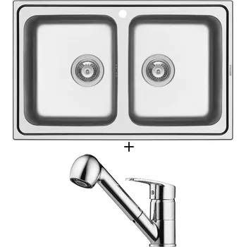 Nerezový dřez Nerezový dřez SET Pyramis ALEA (79x50) 2B nerez + Pyramis FIDO chrom