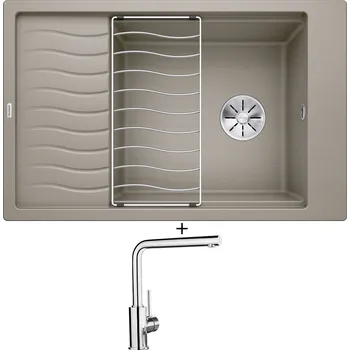 Granitový dřez SET Blanco ELON XL 6 S tartufo 524851 + odkapová mřížka + Blanco MILA chrom 519414