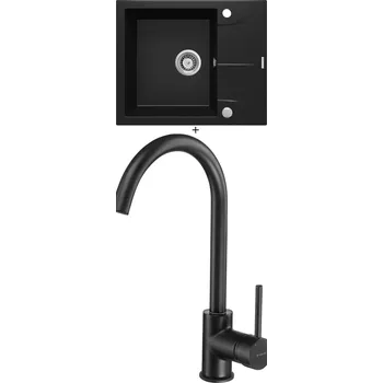 Granitový dřez Granitový dřez SET Deante ANDANTE ZQN N11A černá matná + Deante MILIN B62M černá matná