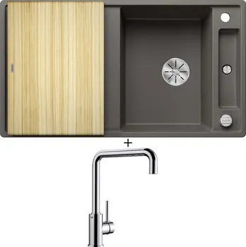 Granitový dřez Granitový dřez SET Blanco AXIA III 5 S šedá vulkán s excentrem + dřevěná krájecí deska 527223 + Blanco MILI chrom 519413