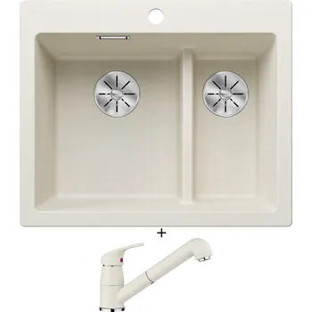 Granitový dřez Granitový dřez SET Blanco PLEON 6 SPLIT bílá soft 527139 + Blanco DARAS-S bílá soft 526937