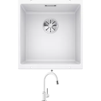 Granitový dřez Dřez pod desku SET Blanco SUBLINE 400 U bílá 523426 + Blanco MIDA-S bílá 521457