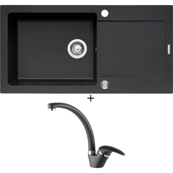 Granitový dřez Granitový dřez SET Pyramis MIDO (100x50) 1B 1D černá + Pyramis OSSIA černá