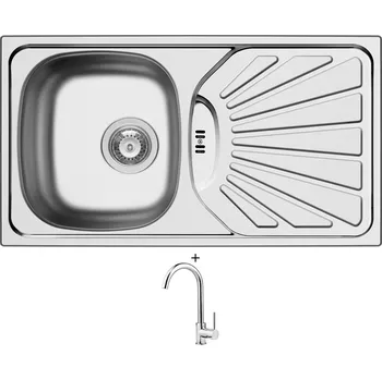 Nerezový dřez Nerezový dřez SET Pyramis ET 78 3 1/2 MARGARITA nerez + Deante ASTER 062 M chrom