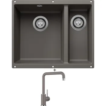 Granitový dřez Dřez pod desku SET Blanco ROTAN 340/160 U šedá vulkán 527327 + Blanco MILI šedá vulkán 527460