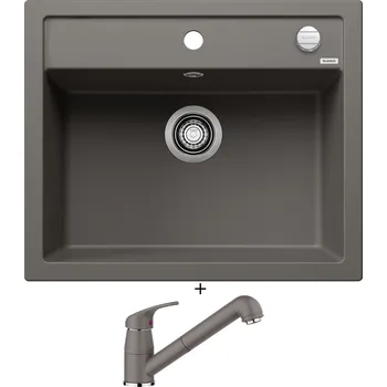 Kuchyňský dřez Granitový dřez SET Blanco DALAGO 6 šedá vulkán s excentrem 527246 + Blanco DARAS-S šedá vulkán 526936