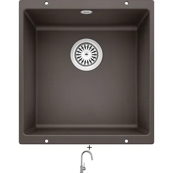 Granitový dřez Dřez pod desku SET Blanco ROTAN 400 U kávová 521337 + Blanco MIDA-S chrom 521454